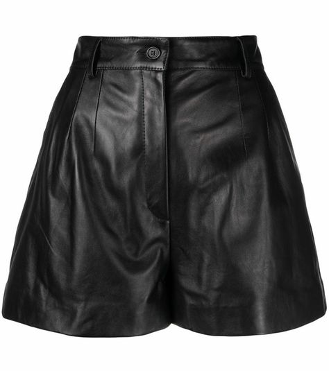 Brand new. 100% Authentic Dolce & Gabbana's shorts have been made in Italy from black leather that's so buttery and soft. Designed to sit high on the waist, they're cut for a slightly loose fit and lined in the label's signature leopard-print satin. Made in Italy Brand style ID: FTBYILHULJ7 High-rise Front button and concealed zip closure Front pleats Two side pockets Two back pockets Printed lining Composition: Main: 100% lambskin Lining: 100% Polyester The size indicated on the label is 36 (IT Png Clothes, Rok Mini, Alt Clothes, Outfit Png, Fashionista Clothes, Dolce E Gabbana, Brand Style, Dream Clothes, Size 00