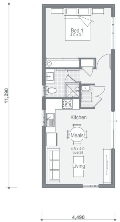 14x32 Tiny House Floor Plans, 12 X 40 Tiny House Floor Plans, 12x32 Tiny House Floor Plans, Modern Tiny House Design, Small Apartment Plans, Studio Floor Plans, Small Floor Plans, Architectural Presentation, Shed To Tiny House