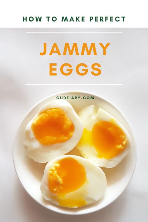 How to make perfect Jammy Eggs! Jammy Eggs are the in-between state of full boiled and half boiled eggs. Bringing out the best of both egg worlds, it is an egg where the whites are cooked and set while the yolk remains soft and creamy, and almost spreadable, but not too liquid as to overflow. 
It's every egg lovers' dream! Persian Breakfast, Creative Egg Recipes, Jammy Eggs, Egg Nutrition Facts, Recipe Keeper, Poke Bowl Recipe, Soft Egg, Perfect Hard Boiled Eggs, Cv Format