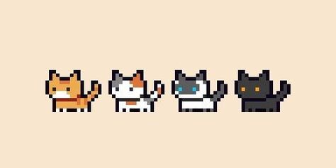 Pixel Drawing Aesthetic, Pixel Art Drawings, Tiny Pixel Art, Simple Pixel Art, Pixel Art Cat, Pixel Art Icon, How To Pixel Art, Pixel Sprites, Cat Pixel Art