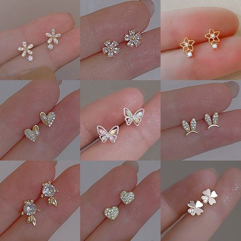 Butterfly Suit, Daily Wear Earrings, Daily Earrings, Ear Piercing Jewelry, Ear Piercing Studs, Shiny Earrings, Silver Butterfly Earrings, Butterfly Stud Earrings, Pretty Jewelry Necklaces