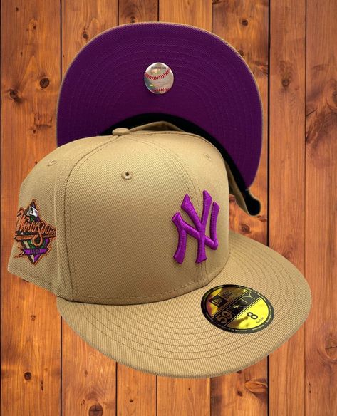 Fitted Hats Patches, Mlb Fitted Hats, Purple Fitted Hat, Ny Hats, Yankee Hat, Custom Fitted Hats, Ny Hat, Swag Hats, Streetwear Hats