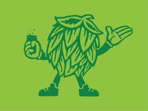 Southern hop illustration by Ryan Pickard on Dribbble Beer Hops Illustration, Craft Beer Illustration, Hops Illustration, Beer Character, Hop Illustration, Beer Tattoo, Beer Graphic Design, Beer Cartoon, Craft Beer Design