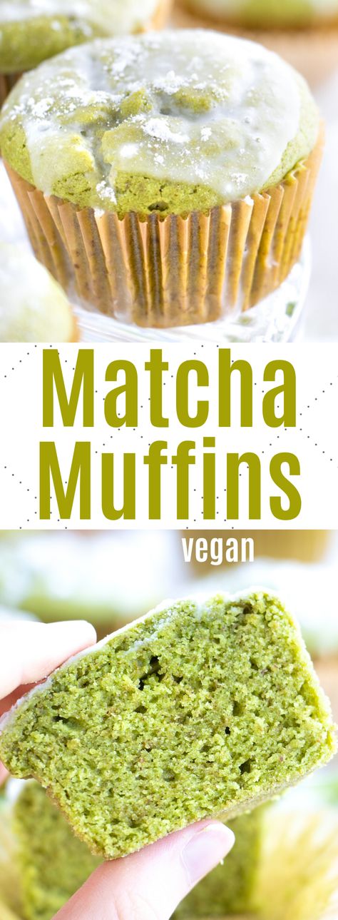 These vegan green tea matcha muffins are soft, flavorful and so quick and easy to make. Topped off with a simple lemon vanilla glaze! #matchamuffins #veganmatchamuffins #greenteamuffins Fairy Desserts, Green Tea Muffins, Matcha Muffins, Vegan Muffin, Nutritious Eating, White Chocolate Muffins, Green Tea Matcha, Chocolate Muffin Recipe, Vegan Breakfasts