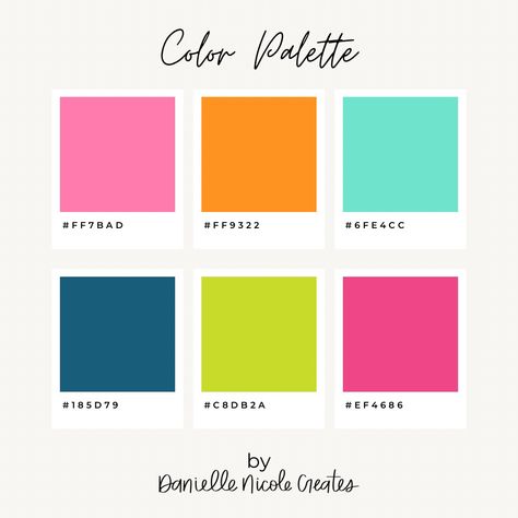 Bright Color Pallets, Color Palette Inspiration, Bright Color Schemes, Hex Color Palette, Lansing Michigan, Color Schemes Colour Palettes, Danielle Nicole, Palette Inspiration, Summer Color Palette