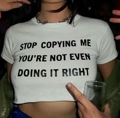 stop copying me you're not even doing it right Stop Copying Me, Y2k Cartoon, Gothic Streetwear, Letter Love, Streetwear T Shirt, Copy Me, Fashion Y2k, Love Print, Crop Top Tees