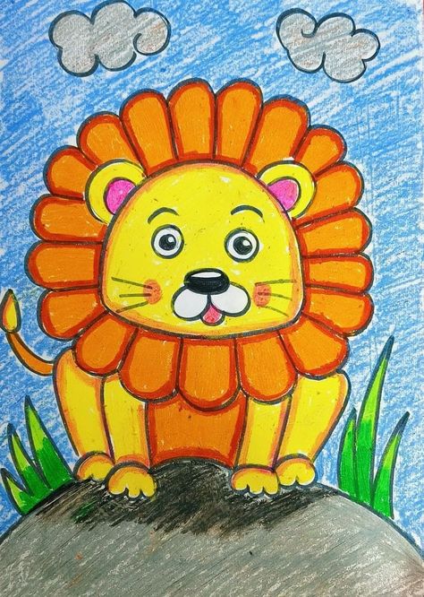 Navratri Decoration, Cartoon Drawing For Kids, Basic Drawing For Kids, Jungle Drawing, Drawing Pictures For Kids, Zebra Drawing, Sun Crafts, Oil Pastel Colours