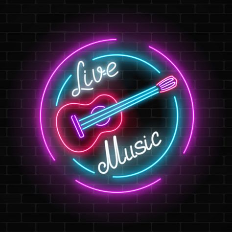 Neon Typography, Music Signs, Brick Wall Background, Neon Logo, Neon Design, Neon Aesthetic, Neon Wallpaper, Music Logo, Neon Glow