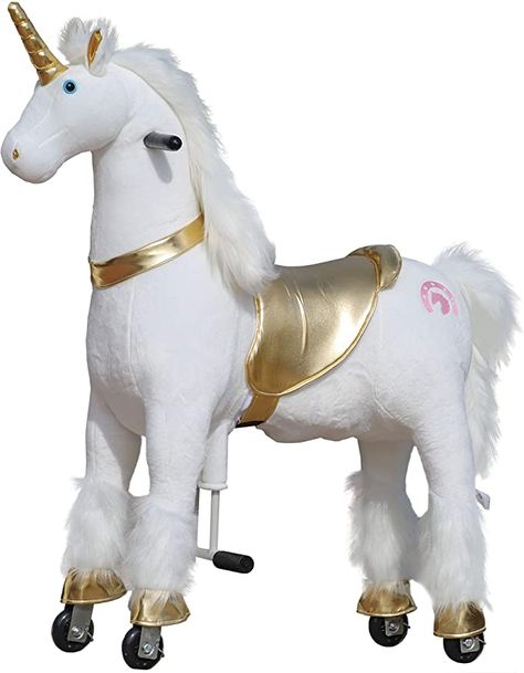 Amazon.com: Medallion - My Pony Ride On Real Walking Horse for Children 5 to 12 Years Old or Up to 110 Pounds (Color Medium Golden Unicorn) for Girls 5 to 12 Years Old: Toys & Games Mermaid Tails For Kids, Toddler Girl Toys, Batman Toys, Barbie Doll Set, 110 Pounds, Walking Horse, Moose Toys, Pony Rides, Toy Horse