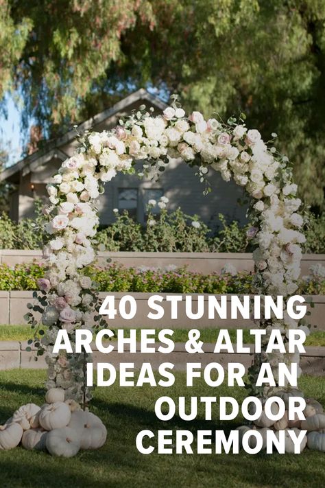 Beautiful Wedding Arches, Non Traditional Wedding Altar, Wedding Garden Arch Ideas, Wedding Arch Drapery And Flowers, Outdoor Ceremony Arch Decor, Rug At Wedding Altar, Classic Wedding Arbor, Wedding Ideas Arches, Wedding Arch Background