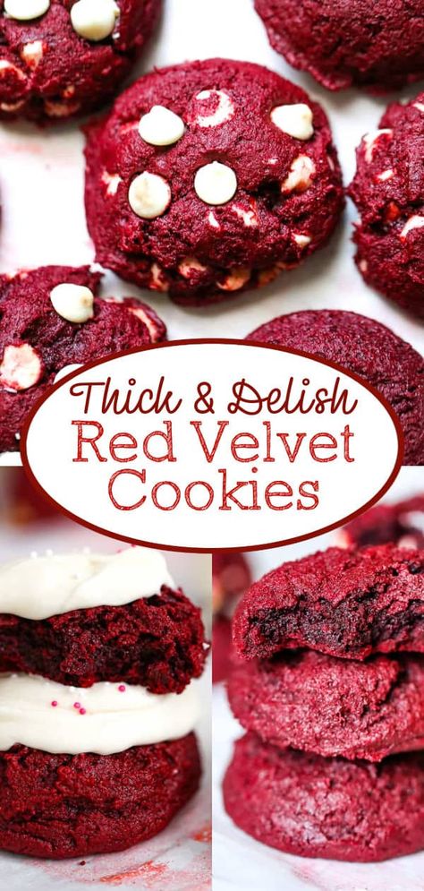 Red Velvet Levain Cookies Red Velvet Cookies Easy, Red Velvet Chocolate Chip Cookies, Red Velvet Cookie Recipe, Levain Cookies, Red Velvet Chocolate, Red Velvet Flavor, Velvet Cookies, Desert Ideas, Cookies From Scratch