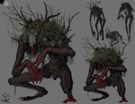 Creature Artwork, Cool Monsters, Forest Spirit, 다크 판타지, Monster Concept Art, Creature Drawings, Alien Creatures, Manama, Fantasy Creatures Art