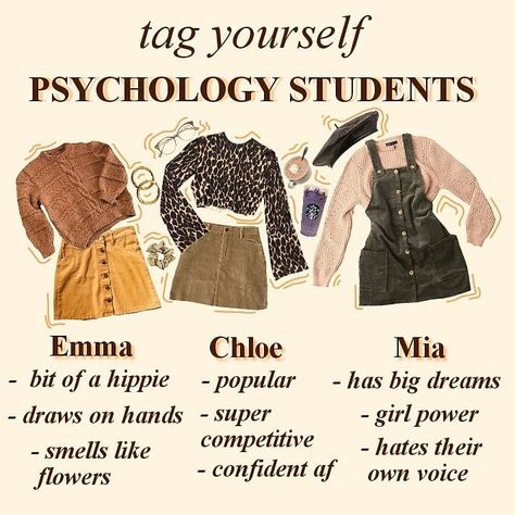 tag yourself ~ PSYCHOLOGY STUDENTS••••••#moodboard #moodboards #likeforlikes #aesthetic #nichememes #nicheaccounts #like4likes #niche #followforfollowback #follow4followback #f4f #l4l #student #art #love #psychology Psychology Aesthetic Outfits, Psychology Student Outfit, Psychology Outfits, Artsy Style Outfits, College Major, Wishing Star, Dark Acadamia, Tag Yourself, Dope Clothes