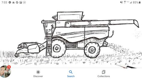 Line Drawing Easy, Tractor Drawing, Combine Harvester, Drawing Easy, Creative Drawing, Farm Equipment, Line Drawing, Easy Drawings, Tractor