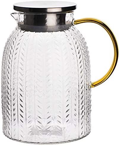 Amazon.com | Warm Crystal, The Glass Water Pitcher with Lid and Handle, Glass Tea Pitcher, Carafe, Teapot and Jug for Coffee, Juice, Ice Water and Flower Tea Suitable for Your Fridge and Coffeemaker (60 oz): Carafes & Pitchers Clear Teapot, Glass Water Pitcher, Cast Iron Burner, Pitcher With Lid, Iced Tea Pitcher, Tea Brewer, Juice Ice, Juice Pitcher, Tea Pitcher