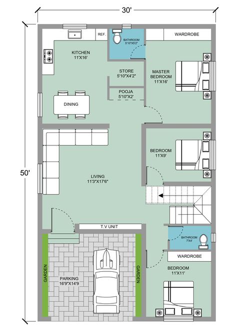 2 Bhk House Plan With Pooja Room, 3bhk House Plan With Pooja Room, North Facing House Plans India Vastu, Aesthetic Floor Plan, 3bhk Flat Plan, Home Parking Area Ideas, 3bhk Floor Plans, 3bhk Plan, 3 Bhk House Plan