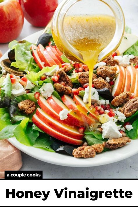 Crisp Apple Salad, Sweet Salad Dressings, Honey Salad Dressing, Honey Vinaigrette, Vinaigrette Dressing Recipe, Autumn Salad Recipes, Salad Dressing Recipes Healthy, Apple Salad Recipes, A Couple Cooks