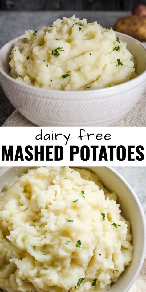 This easy vegan mashed potatoes recipe creates delicious and healthy dairy-free mashed potatoes in just 20 minutes! It's gluten-free, dairy-free, and made without butter or added fat. Vegan Mashed Potatoes Recipe, Dairy Free Thanksgiving, Dairy Free Mashed Potatoes, Dairy Free Meals, Cooking Potatoes, Dairy Free Recipes Dinner, Vegan Mashed Potatoes, Mashed Potatoes Recipe, Healthy Potato Recipes