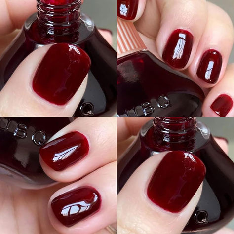 Nail Ideas Dark Red, Best Red Nail Polish For Fair Skin, Nail Ideas Dark, Cherry Red Nail Polish, Cherry Red Nail, Red Nails Fall, Opi Dark Red Nail Polish Gel, Garnet Nail Polish, Dark Cherry Red Nail Polish