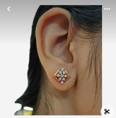 Gold Ear Rings Designs Daily Wear, Daily Wear Earrings Gold Indian Studs, Diamond Earrings Indian Daily Wear, Ear Rings Gold Indian Daily Wear, Daily Wear Earrings Gold Indian, Gold Studs Earrings Indian, Daily Use Gold Earrings Indian, Indian Daily Wear, Daily Wear Studs