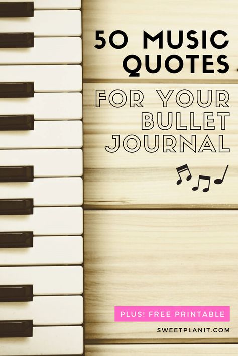 50 Music quotes for your bullet journal or planner + FREE PDF printable! #bujo #bulletjournal #bujojunkies #music #printable Music Journal, Bullet Journal Quotes, Fantasy Quotes, Bullet Journal Printables, 50th Quote, Journal Quotes, Bullet Journal Spread, Bullet Journal Layout, Journal Layout