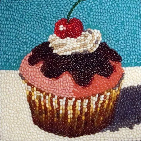 Jelly Bean Art Jelly Bean Cupcakes, Jelly Bean Art, Bean Mosaic, Bean Art, Jelly Belly Beans, Belly Art, Seed Art, Mosaic Madness, Unusual Art