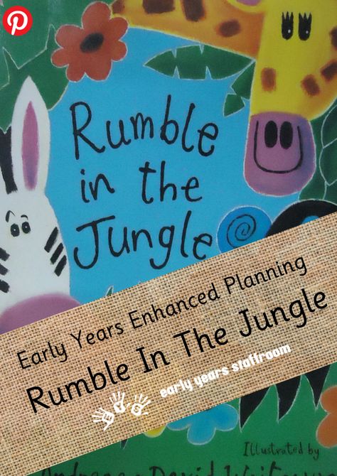 Helpful planning for Story Book : Rumble In The Jungle.  This is an Early Years planning brainstorm to use as a starting point for provocation ideas to enable the environment.  The planning seeks to spark children's interests and excitement. Each document has a section on to add children's interests and notes on previous observations based on development matters.  Download this resource NOW !! Jungle Animals Eyfs Activities, Rumble In The Jungle Activities Eyfs, Rumble In The Jungle Activities, Jungle Eyfs, Jungle Library, Jungle Preschool, Kindergarten Summer School, Provocation Ideas, Jungle Activities