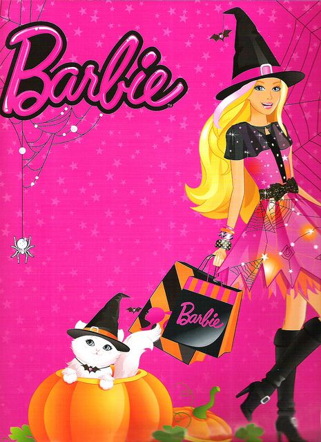 Barbie Theme Halloween, Barbie Halloween Wallpaper, Barbie Halloween Photoshoot, Barbie Halloween Pumpkin, Spooky Barbie, Halloween Handout, Halloween Barbie, Barbie Drawings, 52nd Birthday