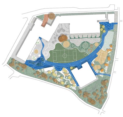 Bellahøj School « Landezine International Landscape Award LILA Urban Spaces Design, Landscape Architecture Diagram, Urban Ideas, Landscape Architecture Plan, Architecture Design Process, Architecture Portfolio Design, Warehouse Design, Urban Landscape Design, School Playground