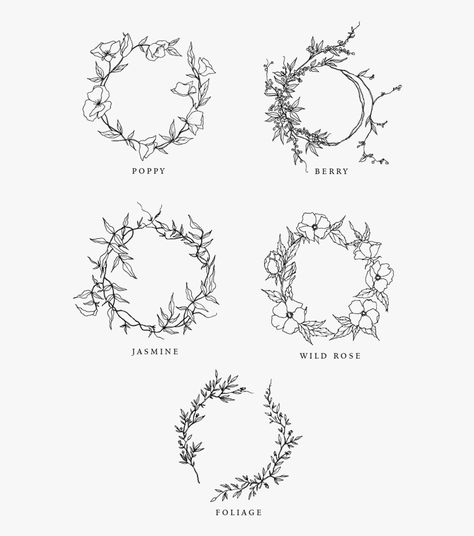 Circle Tattoo Design, Jasmine Tattoo, Wreath Tattoo, Crown Tattoo Design, Circle Tattoos, Circle Tattoo, Wildflower Tattoo, Small Flower Tattoos, Elbow Tattoos