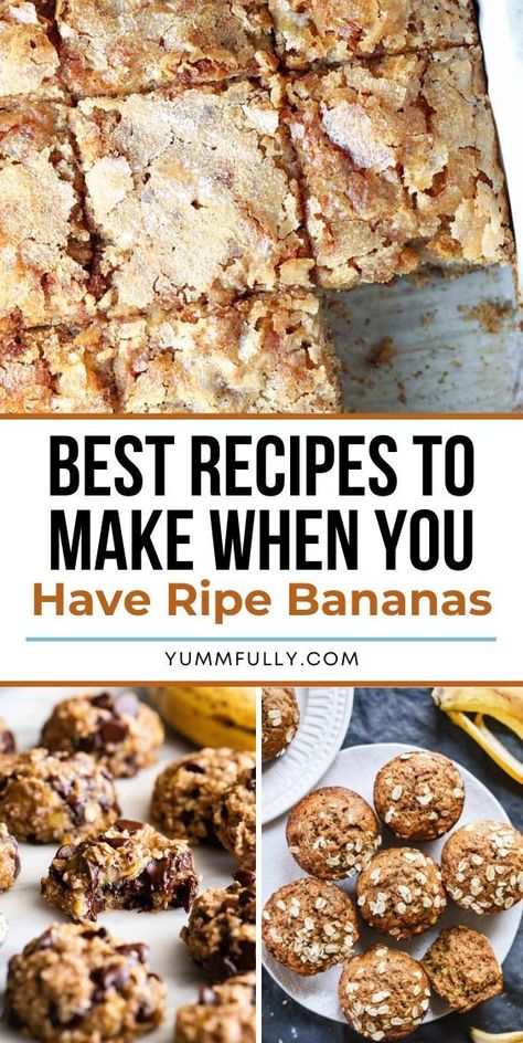 Turn ripe bananas into crowd-pleasing sweet treats with these recipes. From moist banana bread to creamy banana pancakes, these recipes rescue those overripe fruits from the brink, transforming them into irresistibly delicious desserts that will have you hoping for more browning bananas. Banana Recipes No Bake, Healthy Banana Recipes, Banana Recipes Overripe, Ripe Banana Recipe, Air Fryer Recipes Dessert, Banana Treats, Banana Dessert Recipes, Moist Banana Bread, Fruit Cobbler