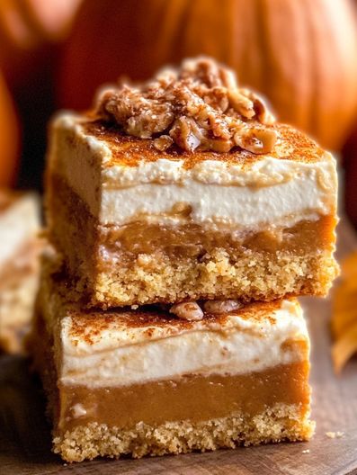 Fall Pumpkin Bars: A Cozy Autumn Treat - SavorySplash Fall Pumpkin Bars, Pumpkin Desserts For Halloween, Martha Stewart Pumpkin Bars, Pumpkin Bar Recipes Best, Pumpkin Spice Gooey Bars, Pumpkin Crunch Bars Recipe, Pumpkin Spice Granola Bars, Easy Pumpkin Baked Goods, Bunko Dessert Ideas