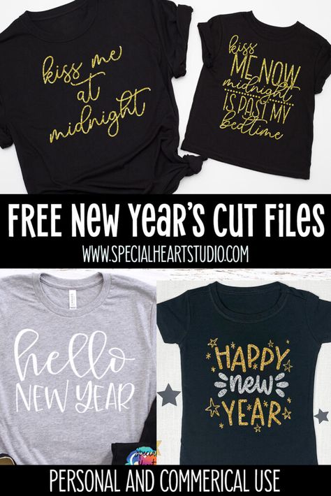 Happy New Year Svg Free, Family New Years Eve, New Years Eve Shirt, Christmas Svgs, New Year Svg, New Year's Party, Happy New Year Design, Fun Shirts, New Year Fireworks