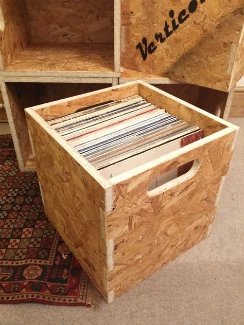 Storage Box, LP Record Box, stackable, LP Record cube, rough trade style | eBay Diy Vinyl Record Holder, Vinyl Record Box, Vinyl Record Storage Box, Vinyl Record Room, Osb Furniture, Vinyl Furniture, Record Storage Box, Record Crate, Record Box