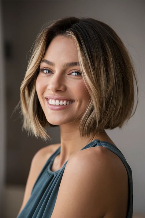 Discover the magic of balayage hair for short styles! This technique beautifully blends low lights and highlights, transforming your bob or pixie into a work of art. Whether you opt for subtle babylights or bold peekaboo highlights, balayage allows you to play with colors like caramel and blonde, all while keeping dark roots for depth. #BalayageHair #ShortHair #HairInspiration #Hairstyles Balayage, Dark Blonde With Babylights, Face Framing Highlights Bob, Bob Hair Balayage, Short Bob Balayage, Caramel Balayage Short Hair, Subtle Babylights, Low Lights And Highlights, Balayage Hair Short