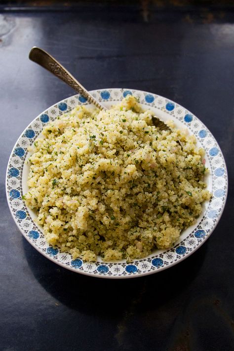 Herbed Lemon Quinoa | SAVEUR Lemon Quinoa, Quinoa Dishes, Quinoa Recipe, Chop Suey, Passover Recipes, Think Food, Quinoa Recipes, Side Recipes, Side Dish Recipes