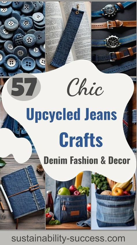 Get creative with your old jeans! Today, we unveil 57 innovative ways to breathe new life into your denim, transitioning old favorites into chic fashion statements and unique home decor accents. Explore upcycling, DIY crafts, denim repurposing, and sustainable fashion. #UpcycledDenim #DIYFashion #SustainableLiving Dive into this treasure trove of ideas now! Couture, Upcycling, Projects With Old Jeans, No Sew T Shirt Bag, Denim Craft Ideas, What To Make Out Of Old Jeans, Denim Bracelets Diy Old Jeans, Scrap Denim Projects, Reuse Denim