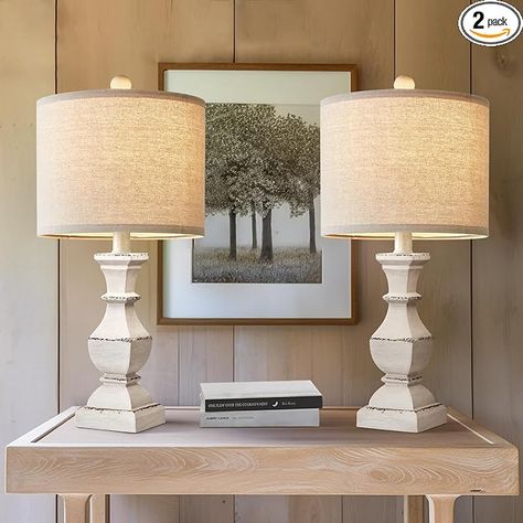 PoKat 20.5" Retro Table Lamps Set of 2 Nightstand Lamp for Bedroom Vintage Rustic Table Lamps for Living Room Traditional Nightstand Bedside Lamps - Amazon.com Country Farmhouse Decor Living Room, Traditional Nightstand, Living Room Traditional, Table Lamps For Living Room, Bedroom Lamps Nightstand, Lamps For Bedroom, Farmhouse Table Lamps, Farmhouse Lamps, Rustic Table Lamps