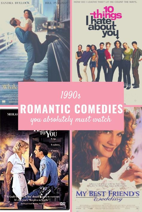 1990s romantic comedies you absolutely must watch. #movies #romantic #entertainment #comedy Old Romance Movies List, 90s Romantic Movies, 80s Romance Movies, Classic Romance Movies, 90s Romance Movies, Love Story Movies, Best Romance Movies, 90s Romance, Best Rom Coms