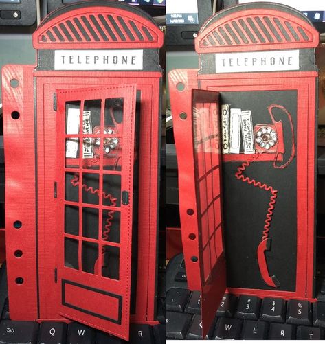 Diy Telephone Booth, Card Dies, Telephone Booth, Planner Essential, Diy Envelope, 3d Craft, Craft Planner, Elizabeth Craft Designs, Phone Booth