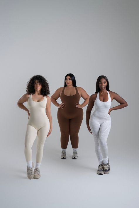 Body-hugging, one and done silhouettes are coming back. Elevate any occasion with an ultra-flattering style, made for all. One And Done, Tank Jumpsuit, Product Showcase, Stay True, Photoshoot Ideas, Full Length, Active Wear, Jumpsuit, Sleek