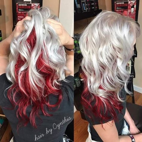 Silver And Red Hair, Undercolor Hair, Wild Hair Color, Hair Done, Pretty Hair Color, Wild Hair, Hair Color And Cut, Hair Dye Colors, Hair Inspiration Color