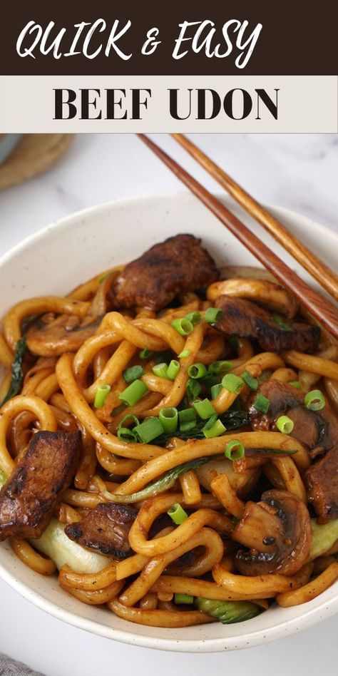 Japanese Stir Fry Noodles, Chinese Udon Noodle Recipes, Steak And Noodles Dinners, Udon Recipe Stir Fry, Recipient With Ground Beef, What To Make With Udon Noodles, Sirloin Stir Fry Recipe, Beef Fried Noodles, Steak And Noodle Recipes