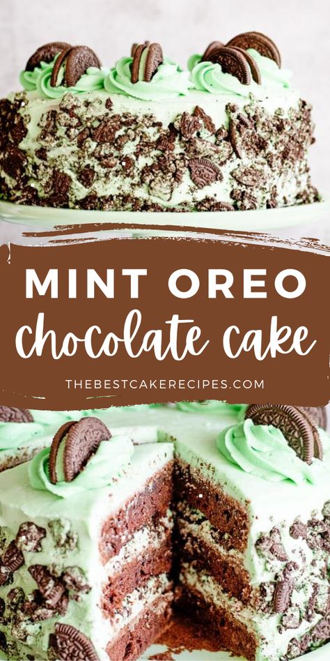 Mint Cake Recipe, Mint Oreo Cookies, Chocolate Mint Cake, Mint Desserts, Mint Chocolate Cake, Peppermint Cake, Mint Cake, Mint Oreo, Layer Cake Recipes