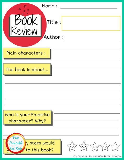 Book Review worksheets FREE to download for Third Grade. 3rd Grade Reading Worksheets, Third Grade Books, 3rd Grade Books, Book Review Journal, Book Review Template, Review Template, Learning Reading, Homeschool Writing, Learning Support