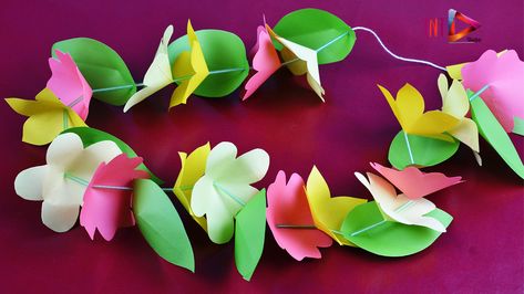 Paper Flower Lei, How To Make Leis, Paper Flower Wall Hanging, Hawaiian Crafts, Diy Straw, Ribbon Lei, Flower Lei, Hawaiian Lei, Diy Wind Chimes