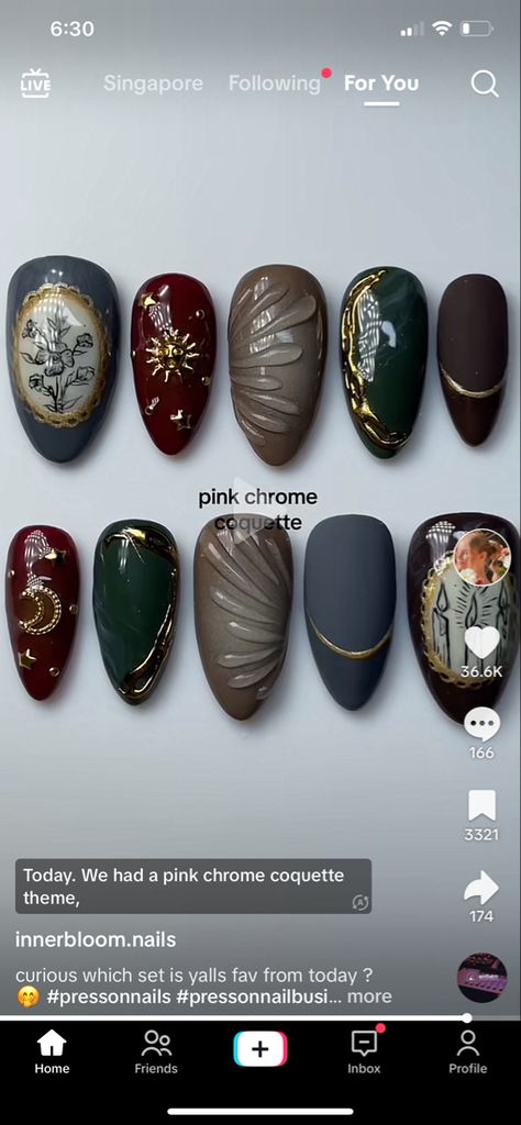 Librarian Nails, Dark Academia Nail Art, Dark Femme Nails, Dark Academia Nails Ideas, Light Academia Nails, Nails Dark Academia, Dark Coquette Nails, Acotar Nails, Academia Nails