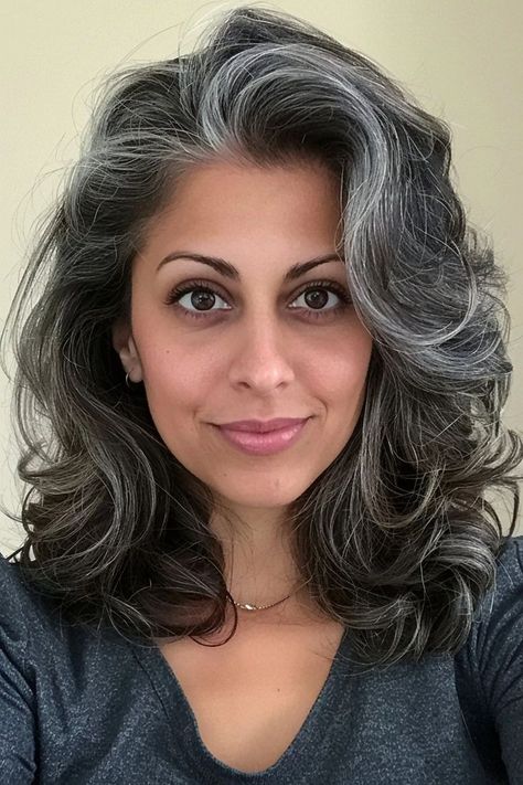 Dark Hair To Grey, Grey Hair In 30s, Hiding Gray Hair, Going Gray Naturally, Brown Hair Going Grey, Transitioning To Gray Hair, Grey Transition, Grey Hair Roots, Gray Balayage