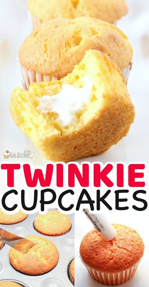 Twinkie Filling Recipe, Twinkie Cupcakes, White Frosting, Savory Cakes, Gateaux Cake, Cake Easy, Baking Recipe, S'mores, Baking With Kids