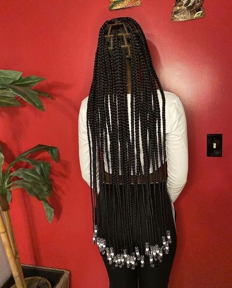 Knotless Braids With Beads, Hair Protective Styles, Black Hair Protective Styles, Black Hair Video, Cute Box Braids, Big Box Braids, Braided Hairstyles For Black Women Cornrows, Beautiful Black Hair, Big Box Braids Hairstyles